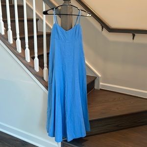 MIDI blue linen dress